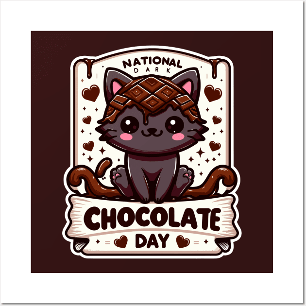 National Dark Chocolate Day cat Wall Art by chems eddine